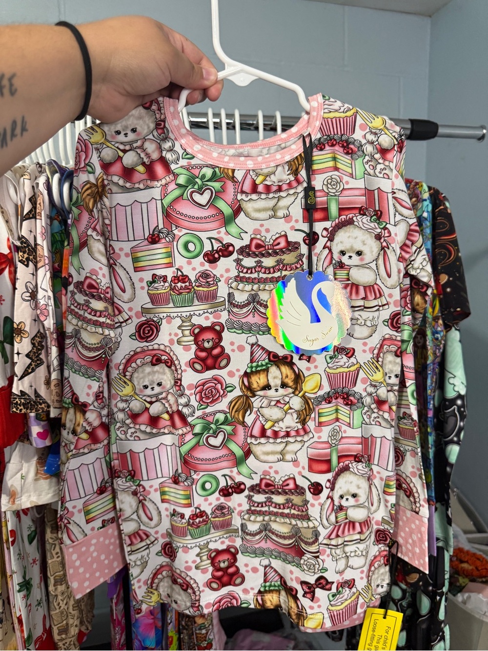 Kids Pink Sweets & Teddy Pajama Top